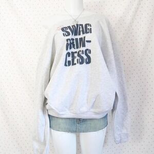 swag princess off shoulder sweatshirt indie sleaze 2010s tumblr saint pink